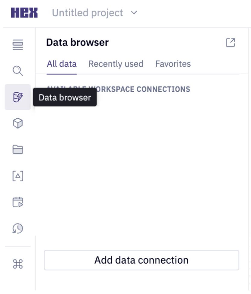 Select 'Data browser' and then 'Add a data connection' to connect to Snowflake. Select 'Data browser' and then 'Add a data connection' to connect to Snowflake.